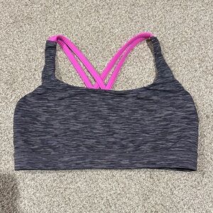 Lululemon Athletica Black and Pink Strappy Sports Bra - adjustable back snap